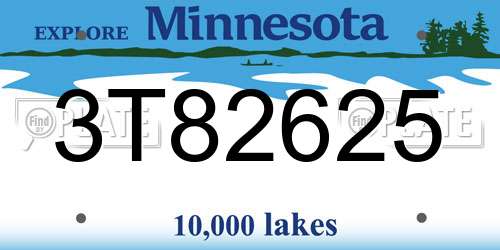 3T82625 Minnesota License Plate