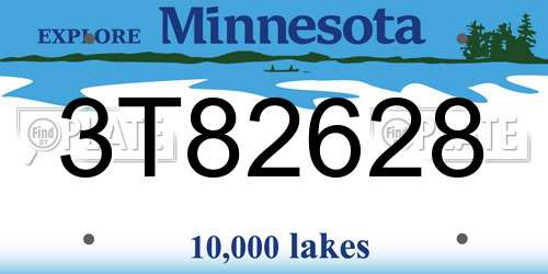 3T82628 Minnesota License Plate