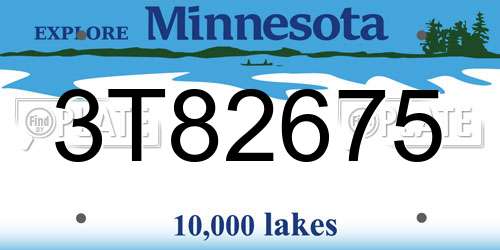 3T82675 Minnesota License Plate