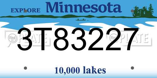 3T83227 Minnesota License Plate