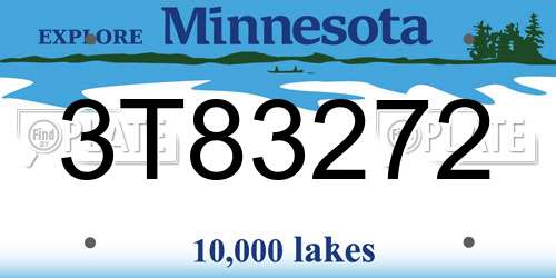 3T83272 Minnesota License Plate