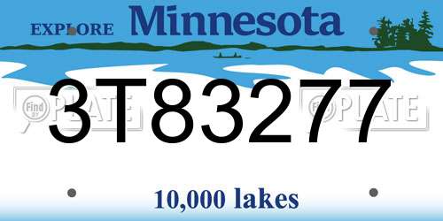 3T83277 Minnesota License Plate