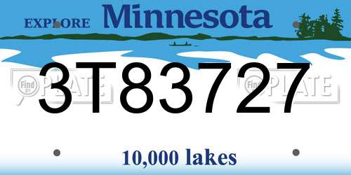 3T83727 Minnesota License Plate