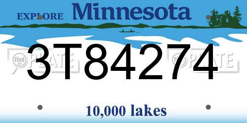 3T84274 Minnesota License Plate