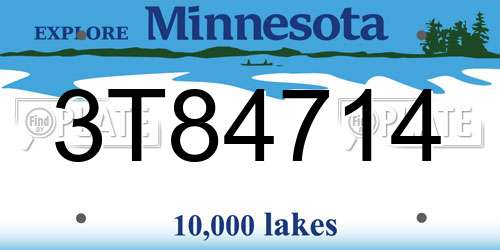 3T84714 Minnesota License Plate
