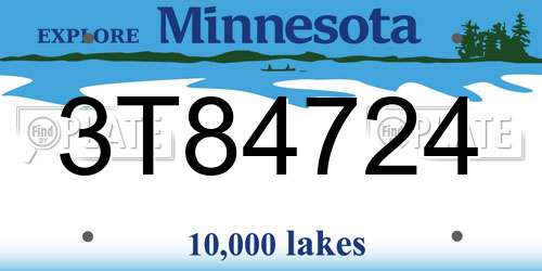 3T84724 Minnesota License Plate