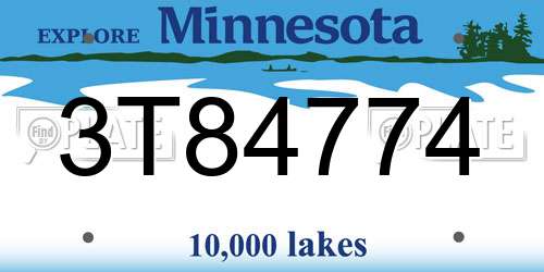 3T84774 Minnesota License Plate