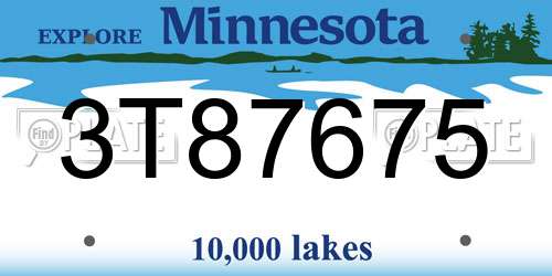 3T87675 Minnesota License Plate