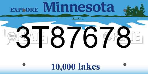 3T87678 Minnesota License Plate