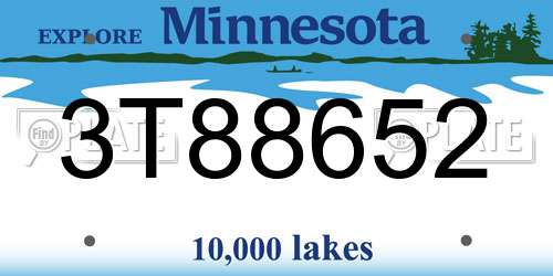 3T88652 Minnesota License Plate