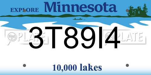 3T89I4 Minnesota License Plate