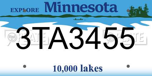 3TA3455 Minnesota License Plate