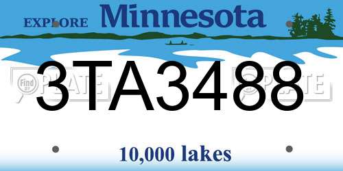 3TA3488 Minnesota License Plate