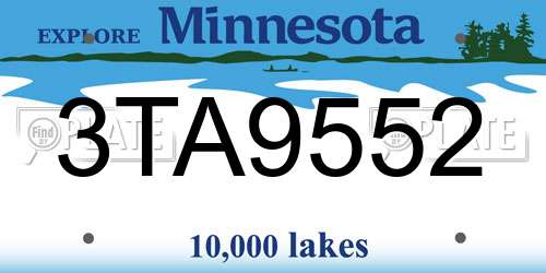3TA9552 Minnesota License Plate