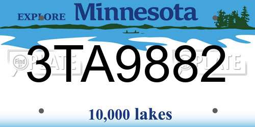 3TA9882 Minnesota License Plate