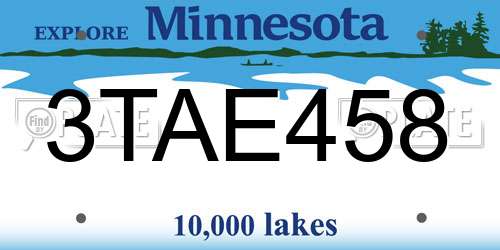 3TAE458 Minnesota License Plate