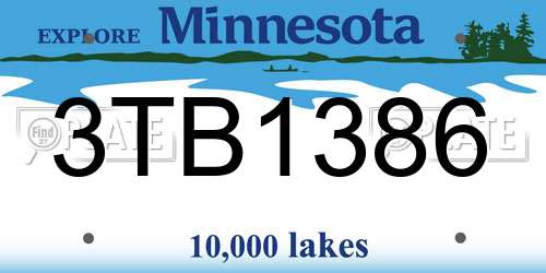 3TB1386 Minnesota License Plate