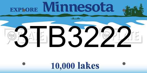 3TB3222 Minnesota License Plate