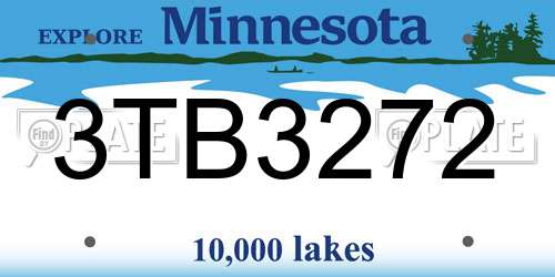 3TB3272 Minnesota License Plate