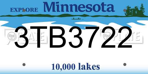 3TB3722 Minnesota License Plate