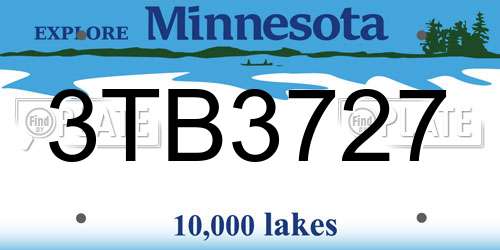 3TB3727 Minnesota License Plate