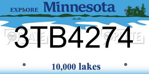 3TB4274 Minnesota License Plate