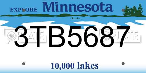 3TB5687 Minnesota License Plate