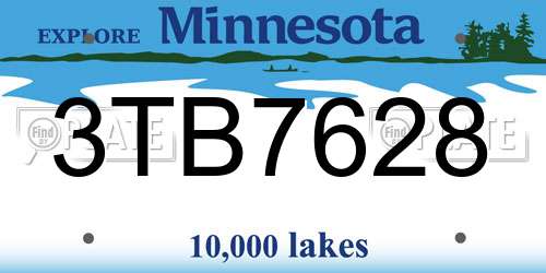 3TB7628 Minnesota License Plate