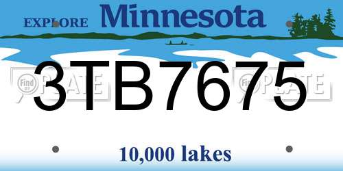 3TB7675 Minnesota License Plate