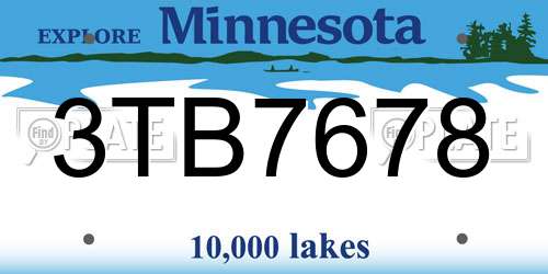 3TB7678 Minnesota License Plate