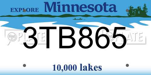 3TB865 Minnesota License Plate