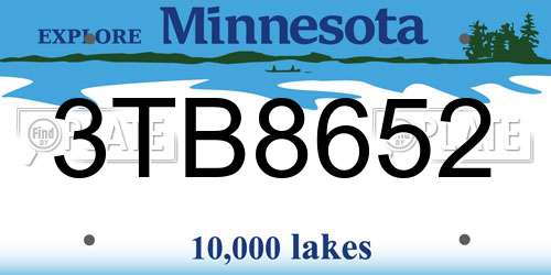 3TB8652 Minnesota License Plate