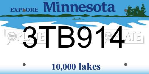 3TB914 Minnesota License Plate