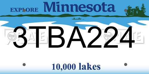 3TBA224 Minnesota License Plate