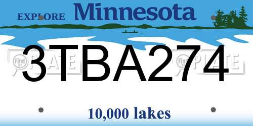 3TBA274 Minnesota License Plate