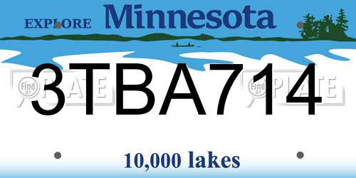 3TBA714 Minnesota License Plate