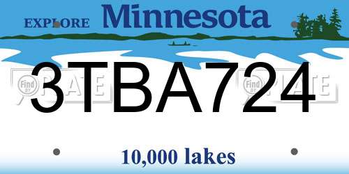 3TBA724 Minnesota License Plate