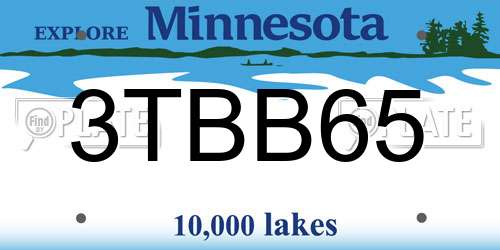 3TBB65 Minnesota License Plate