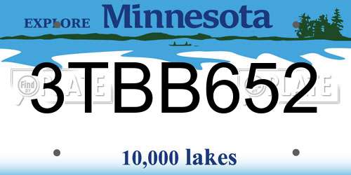 3TBB652 Minnesota License Plate