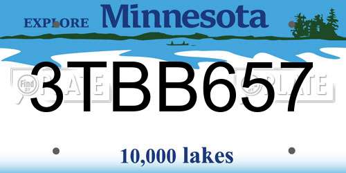 3TBB657 Minnesota License Plate