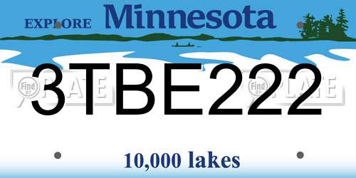 3TBE222 Minnesota License Plate