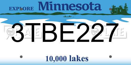 3TBE227 Minnesota License Plate