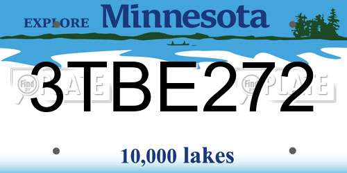 3TBE272 Minnesota License Plate