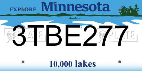 3TBE277 Minnesota License Plate