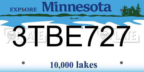 3TBE727 Minnesota License Plate
