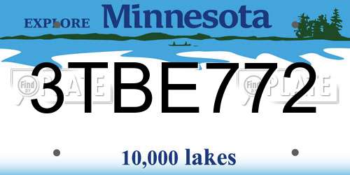3TBE772 Minnesota License Plate