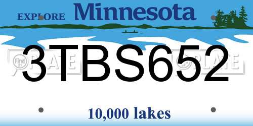3TBS652 Minnesota License Plate