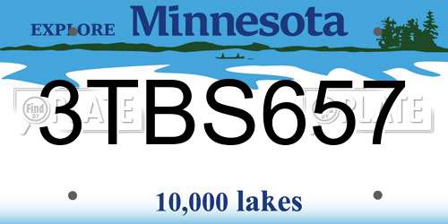 3TBS657 Minnesota License Plate