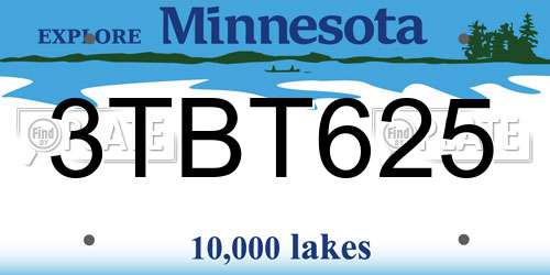 3TBT625 Minnesota License Plate