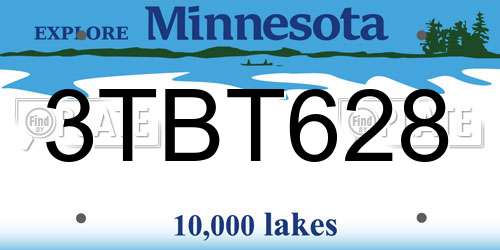 3TBT628 Minnesota License Plate